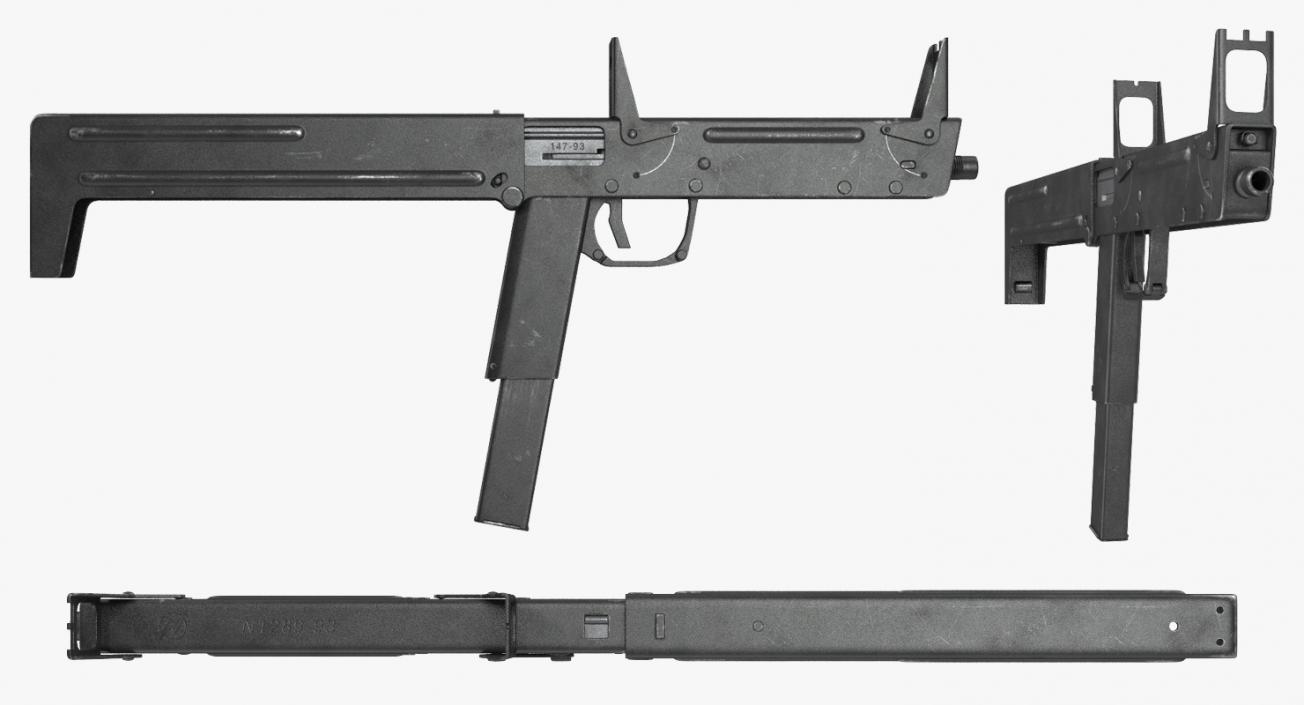 3D Machine Pistol PP-90 SMG Rigged