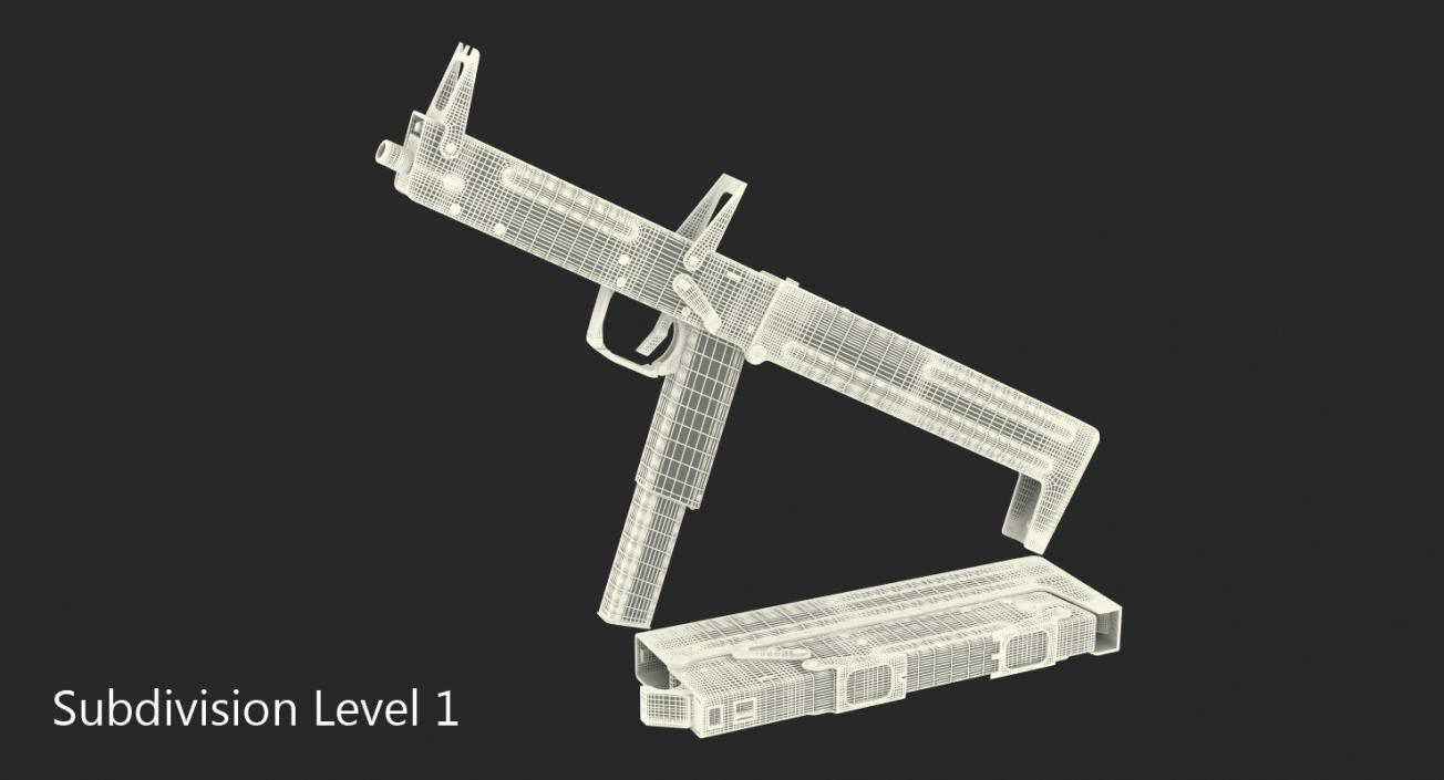 3D Machine Pistol PP-90 SMG Rigged