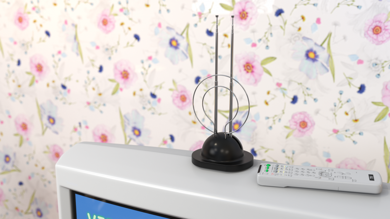 Indoor TV Dual Loop Rabbit Ears Antenna 3D model