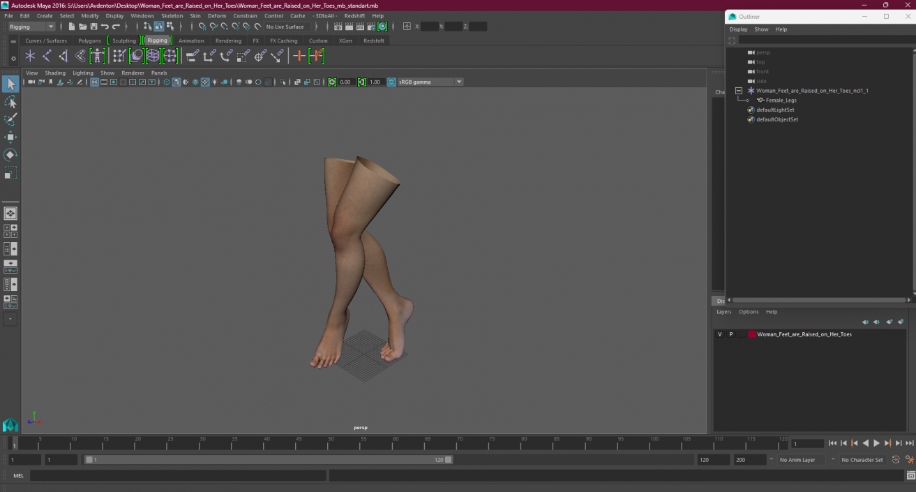 3D model Woman Feet are Raised on Her Toes 2