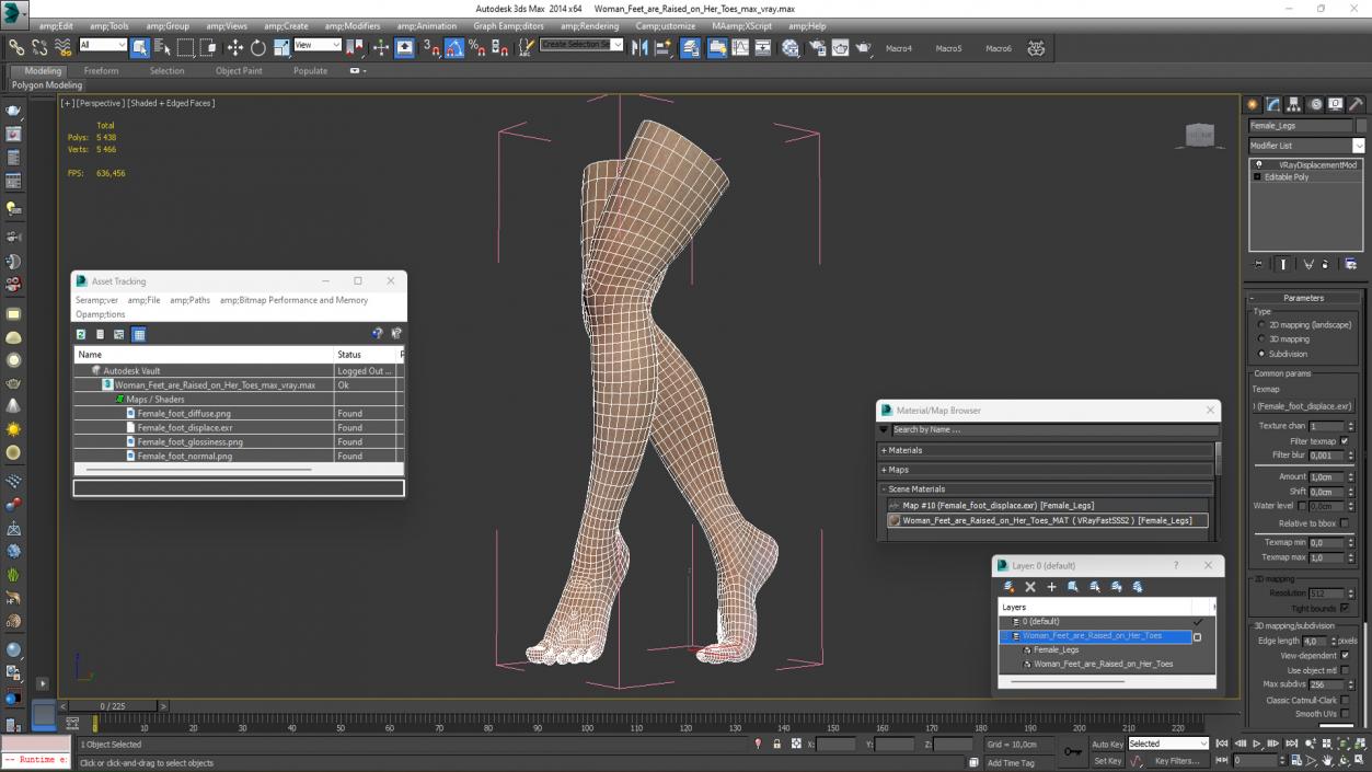 3D model Woman Feet are Raised on Her Toes 2