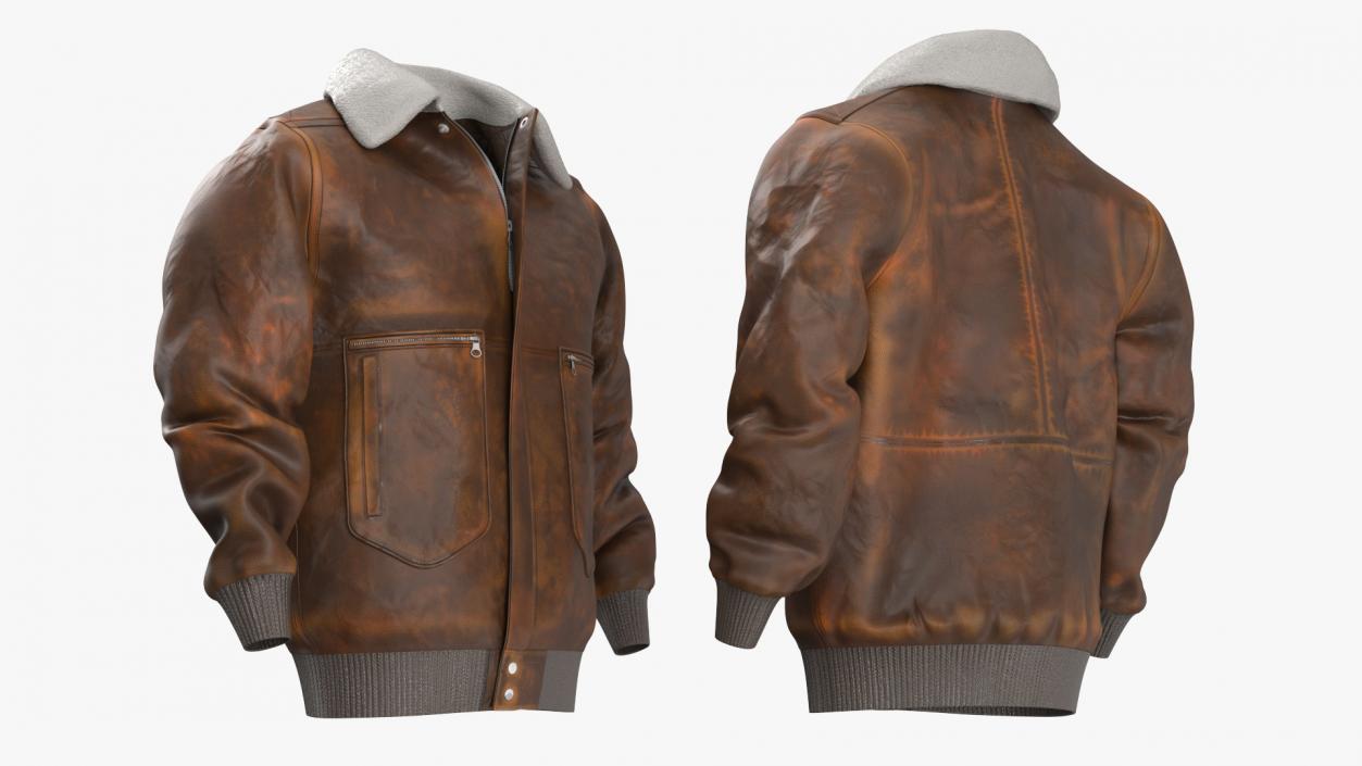 3D model Leather Brown Jacket