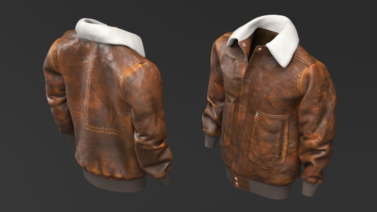 3D model Leather Brown Jacket