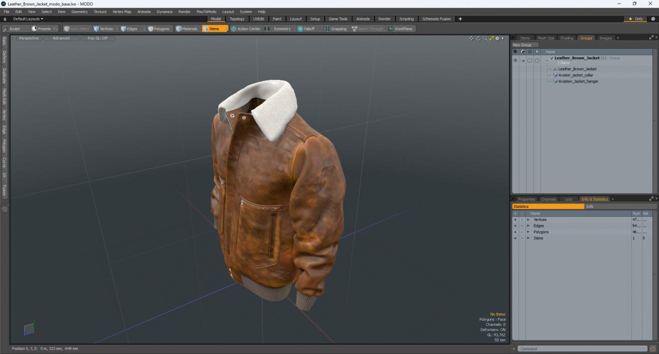 3D model Leather Brown Jacket