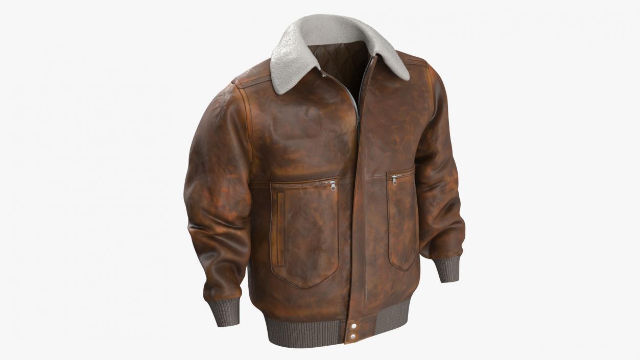 3D model Leather Brown Jacket