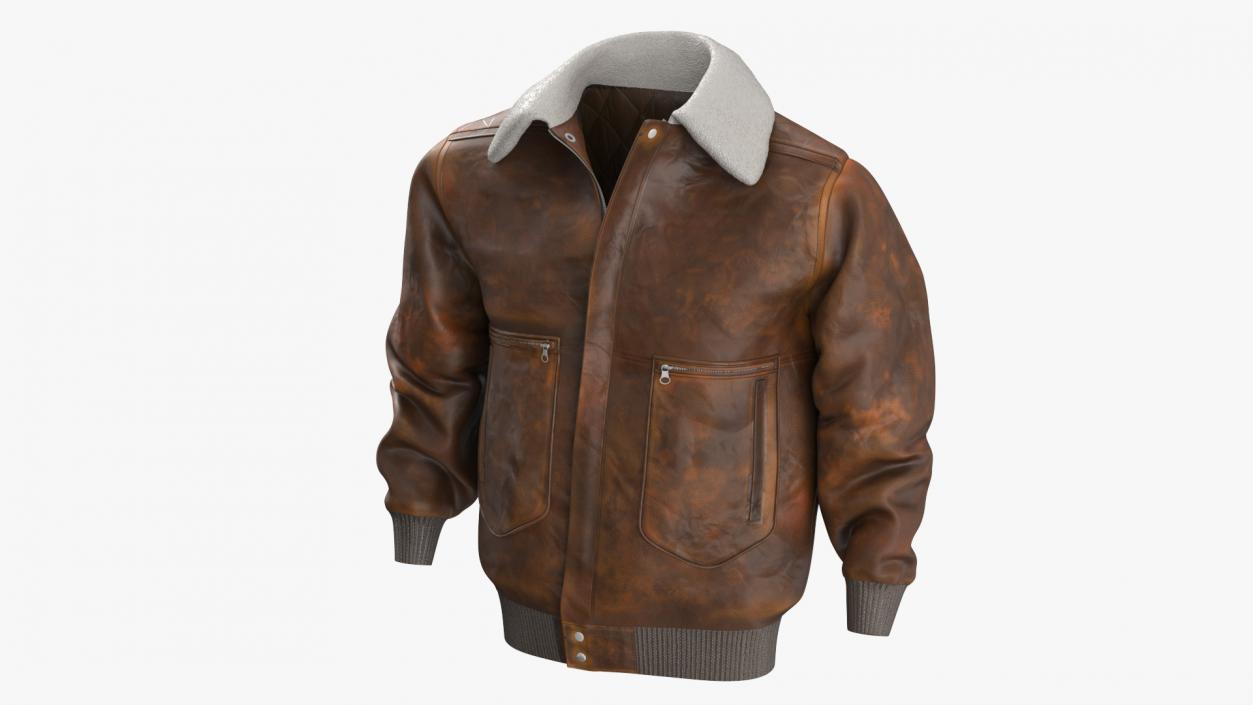 3D model Leather Brown Jacket