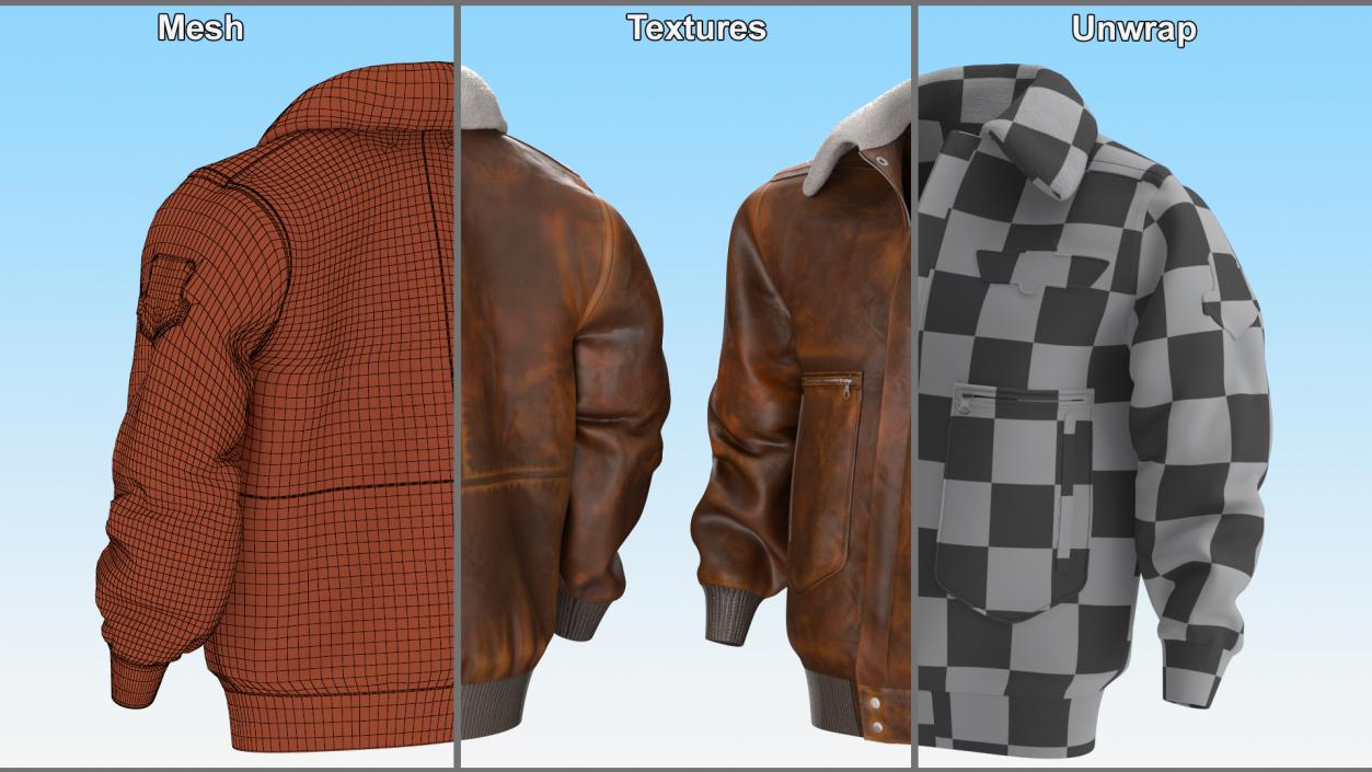 3D model Leather Brown Jacket