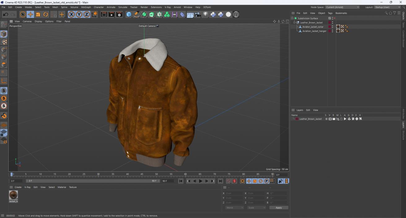 3D model Leather Brown Jacket