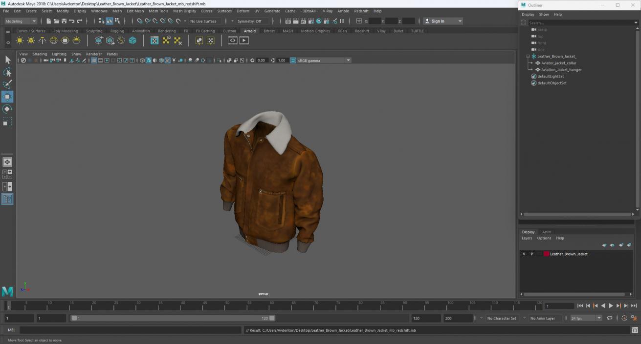 3D model Leather Brown Jacket