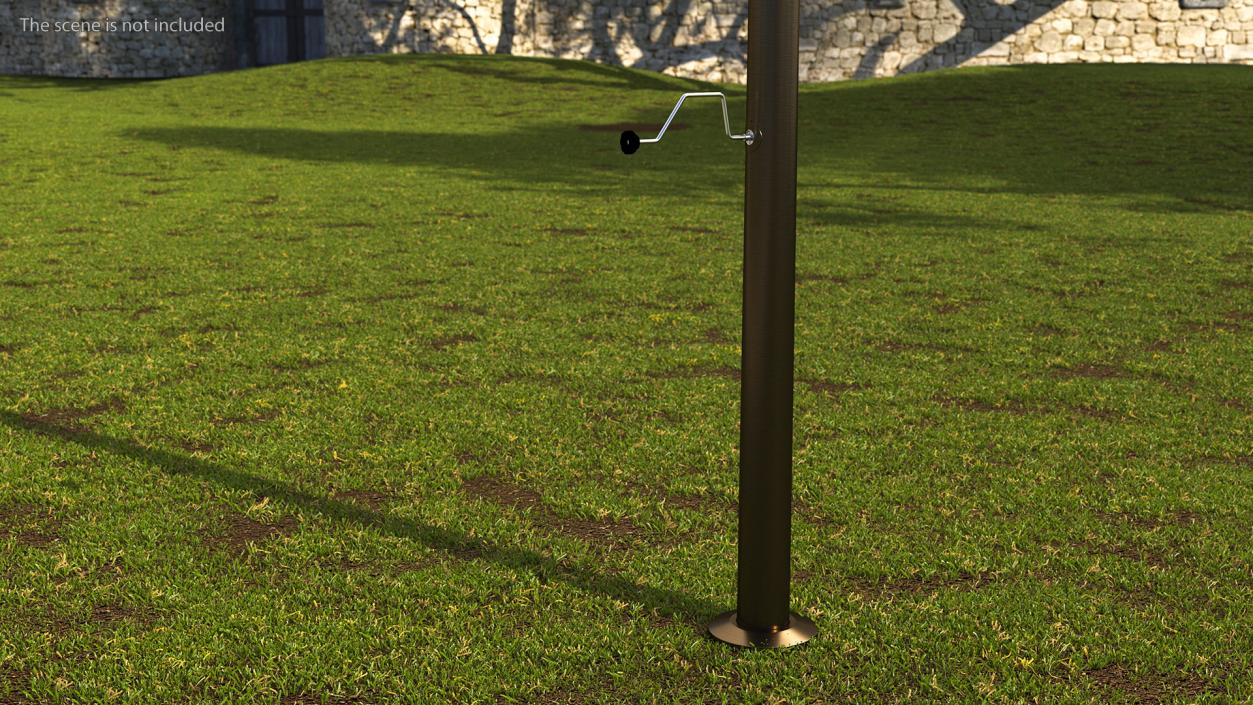 3D Flagpole Dark Bronze with White Flag