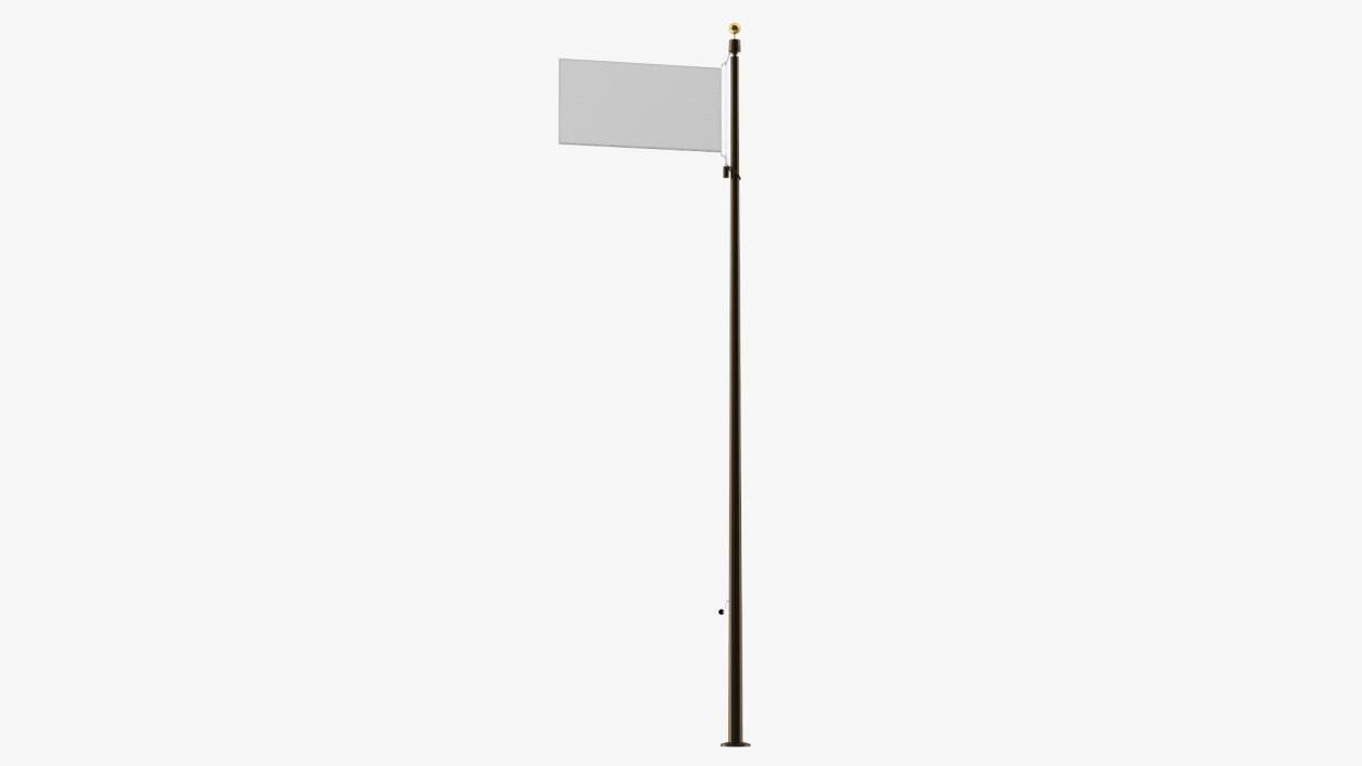 3D Flagpole Dark Bronze with White Flag