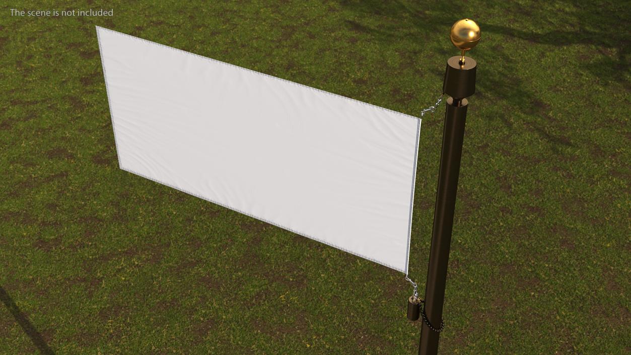 3D Flagpole Dark Bronze with White Flag