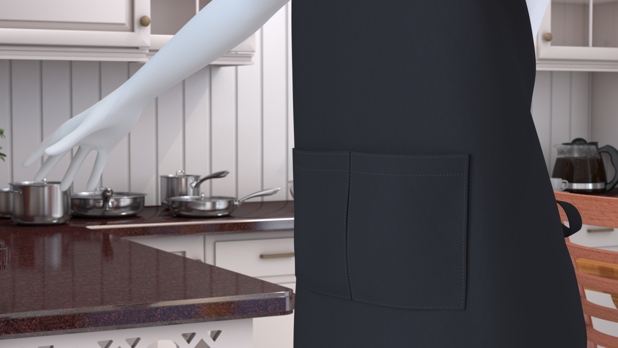 3D Cooking Apron Black on Women Mannequin model