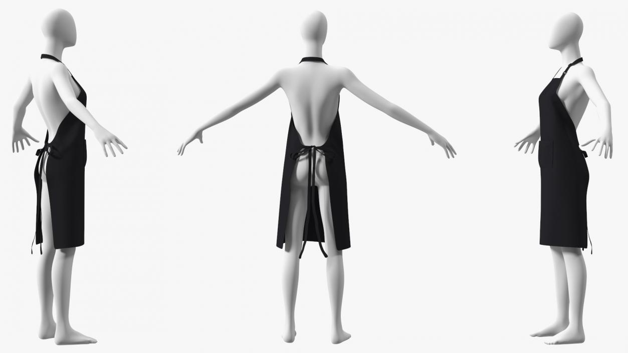 3D Cooking Apron Black on Women Mannequin model