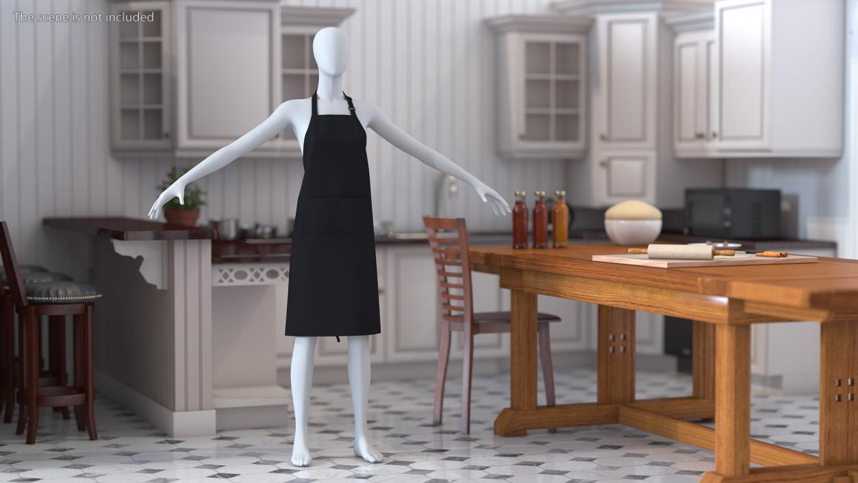 3D Cooking Apron Black on Women Mannequin model