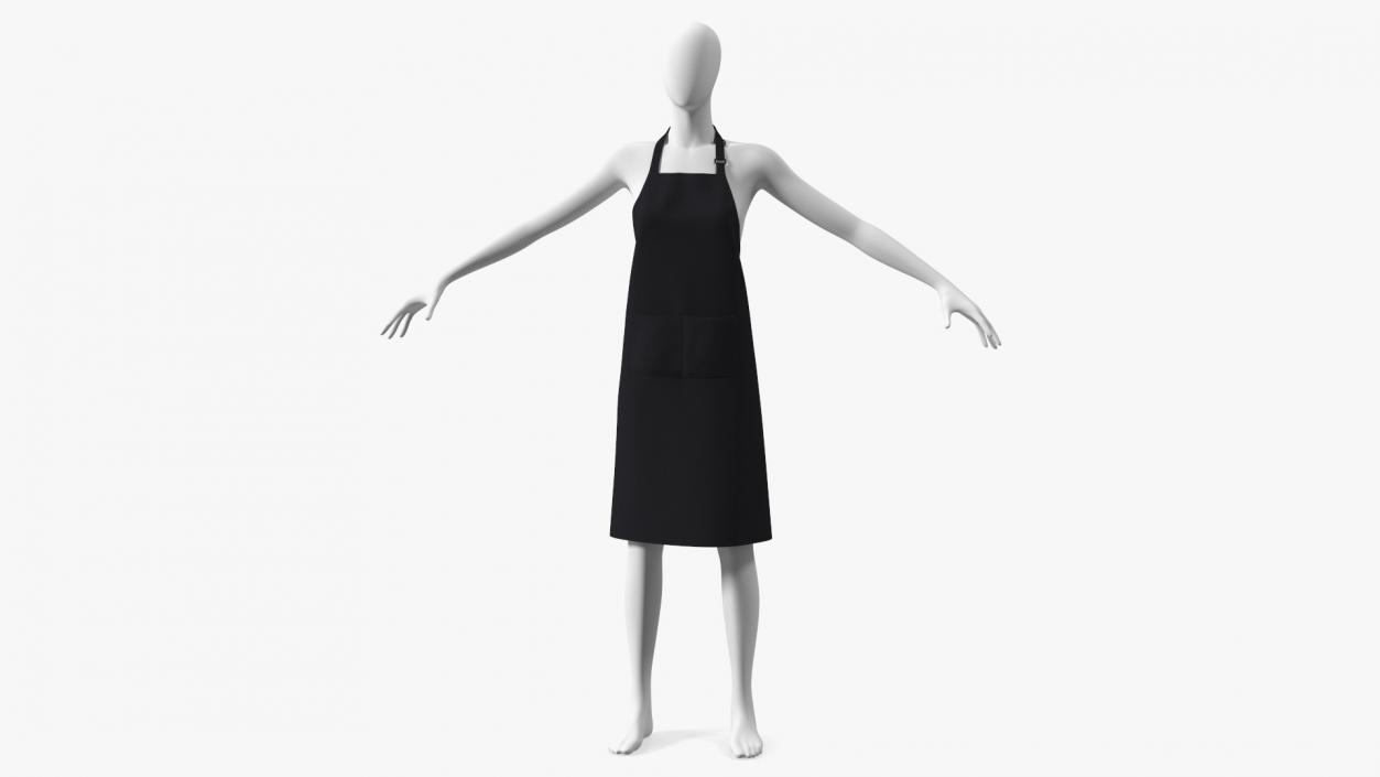 3D Cooking Apron Black on Women Mannequin model