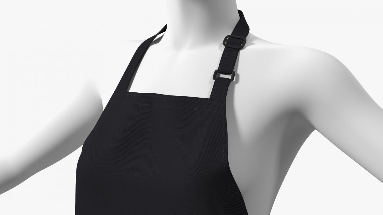 3D Cooking Apron Black on Women Mannequin model