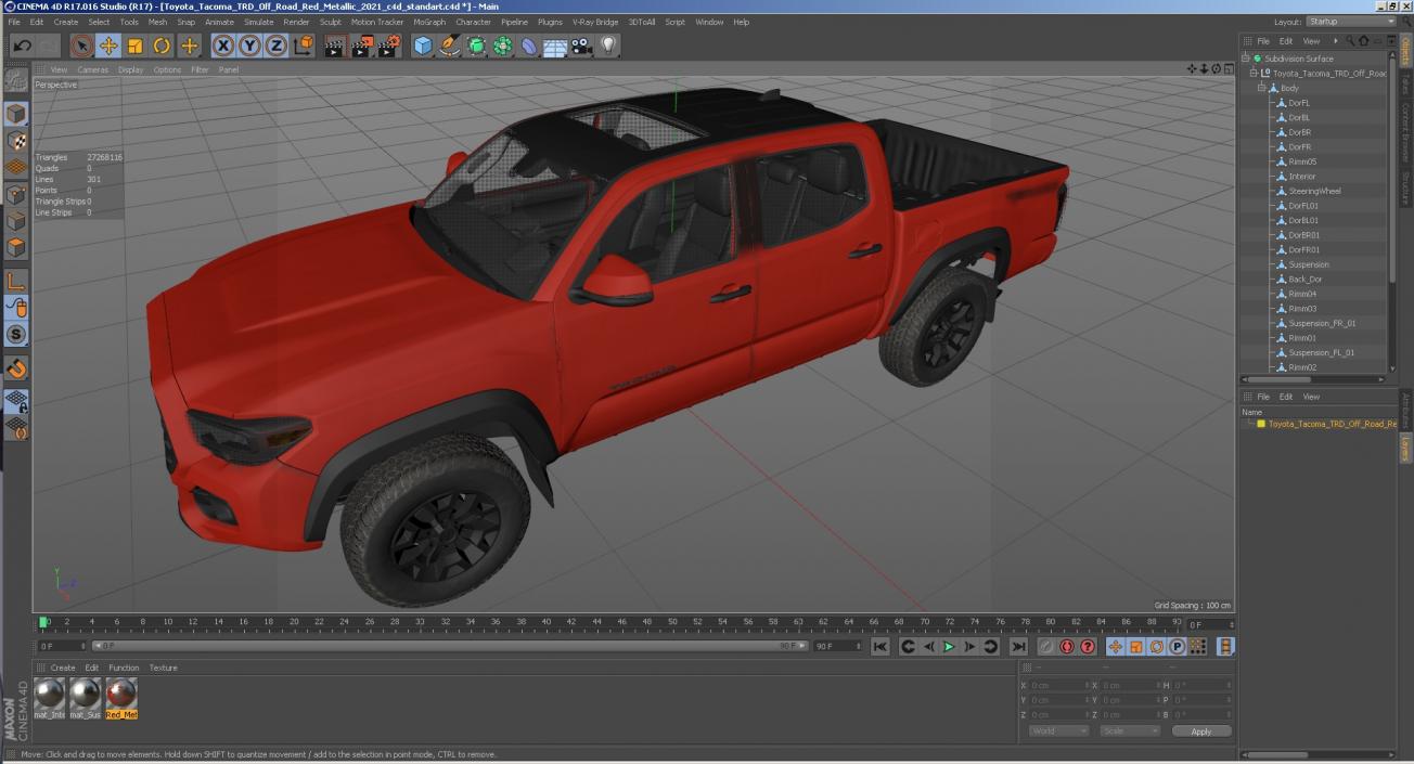 Toyota Tacoma TRD Off Road Red Metallic 2021 3D model