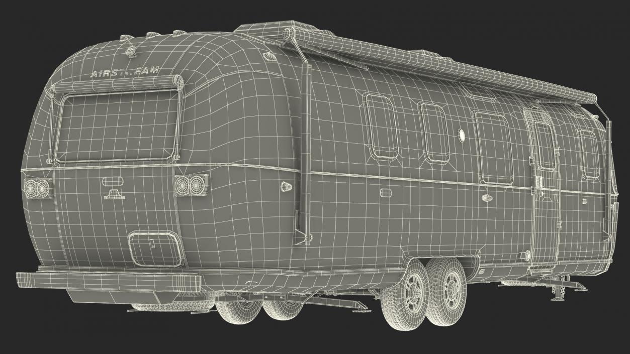 3D Travel Trailer Classic Red Rigged model