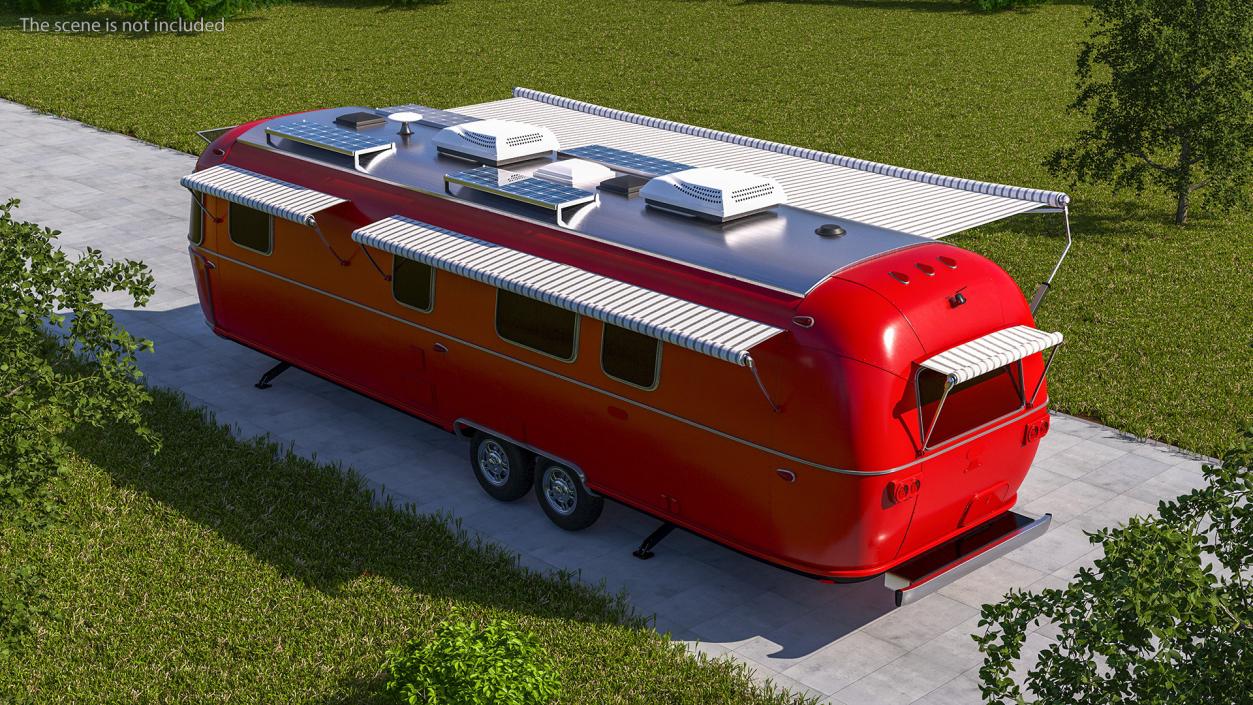 3D Travel Trailer Classic Red Rigged model