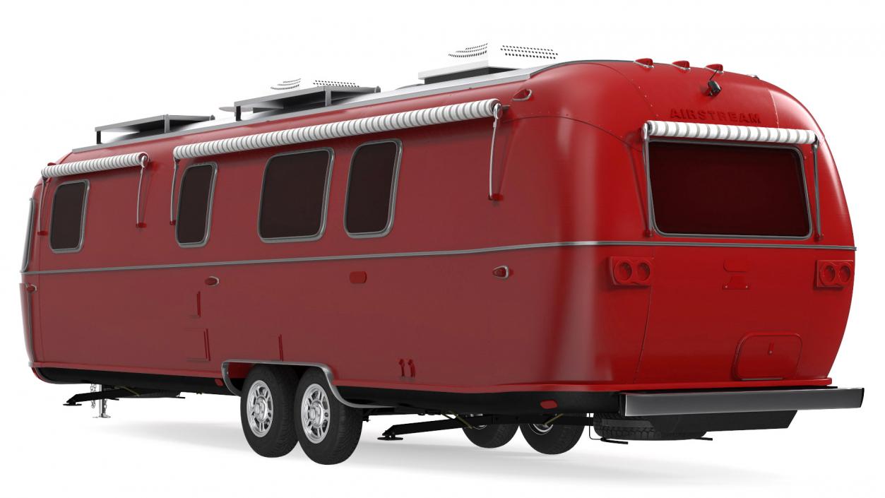 3D Travel Trailer Classic Red Rigged model