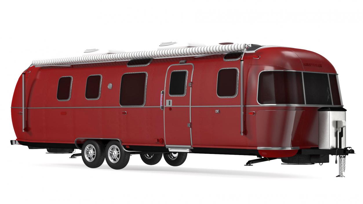 3D Travel Trailer Classic Red Rigged model