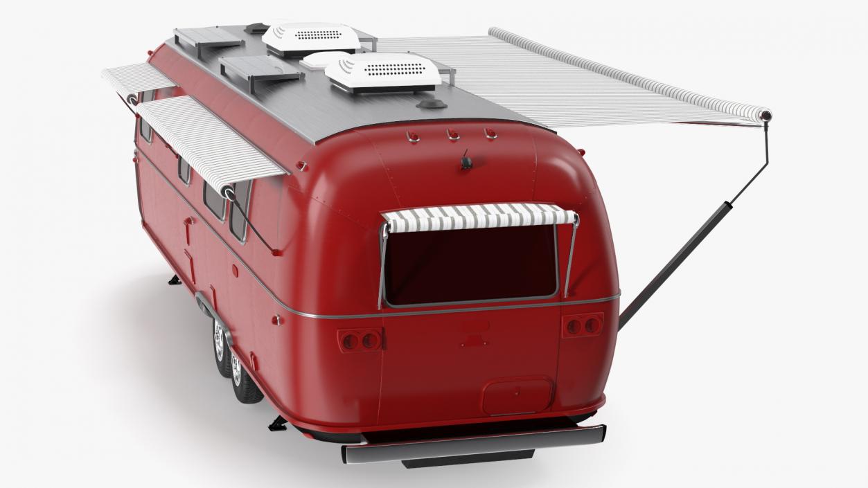 3D Travel Trailer Classic Red Rigged model