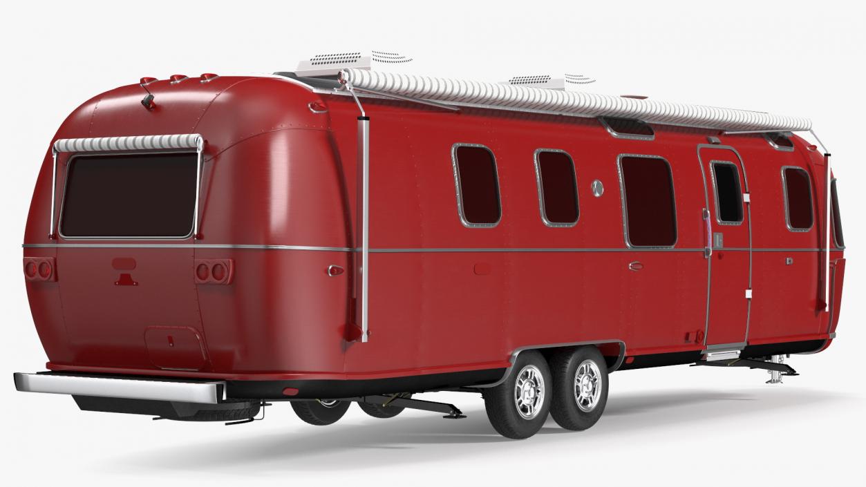 3D Travel Trailer Classic Red Rigged model