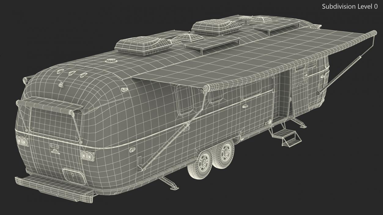 3D Travel Trailer Classic Red Rigged model