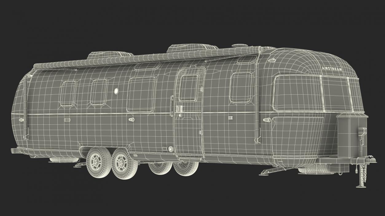 3D Travel Trailer Classic Red Rigged model