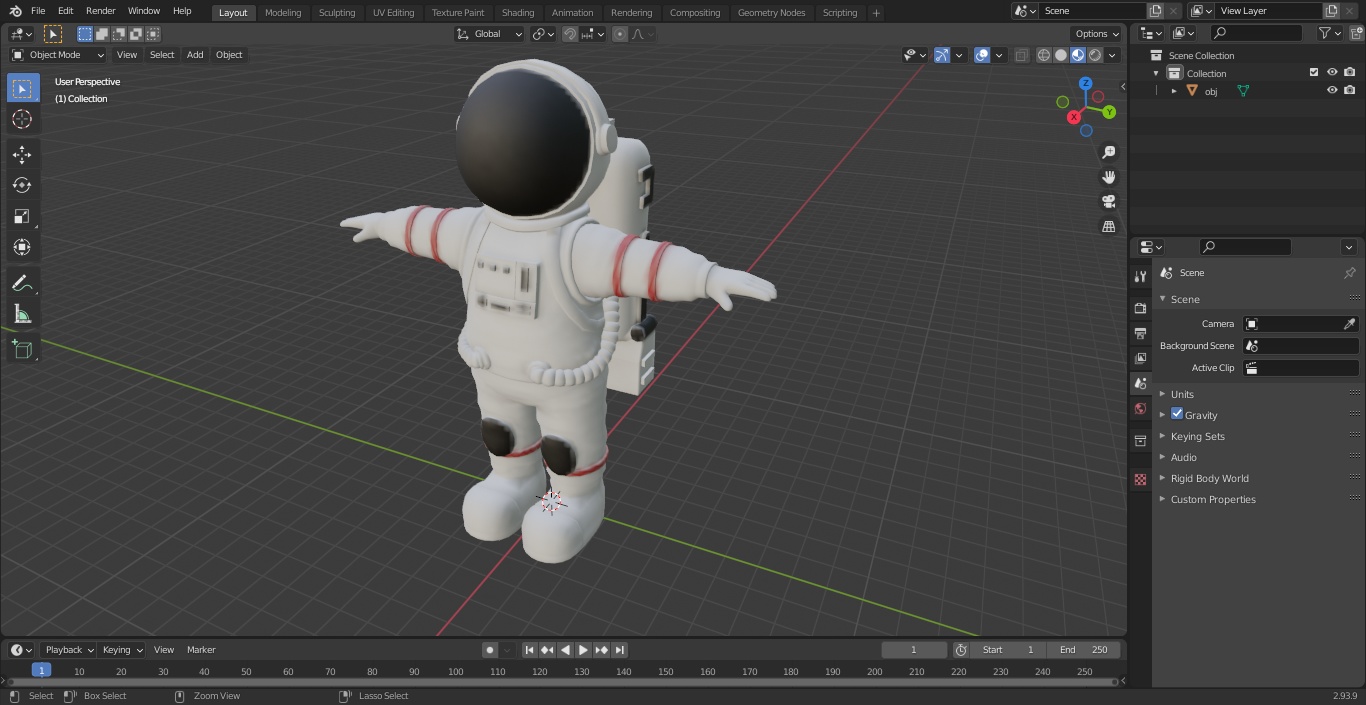 3D Astronaut Toy Character White T-pose