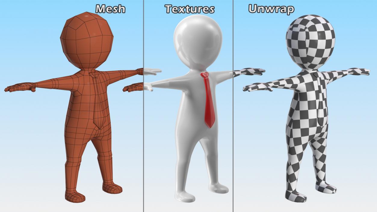 3D Stickman With Red Tie Rigged model