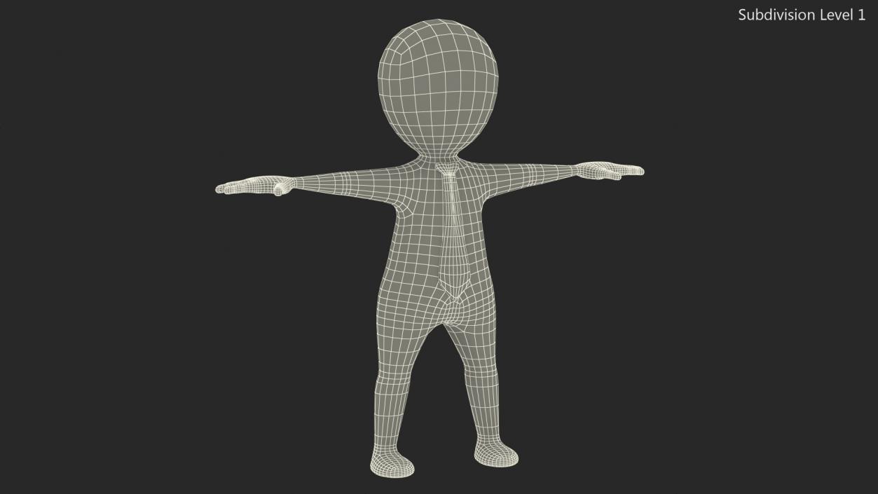 3D Stickman With Red Tie Rigged model