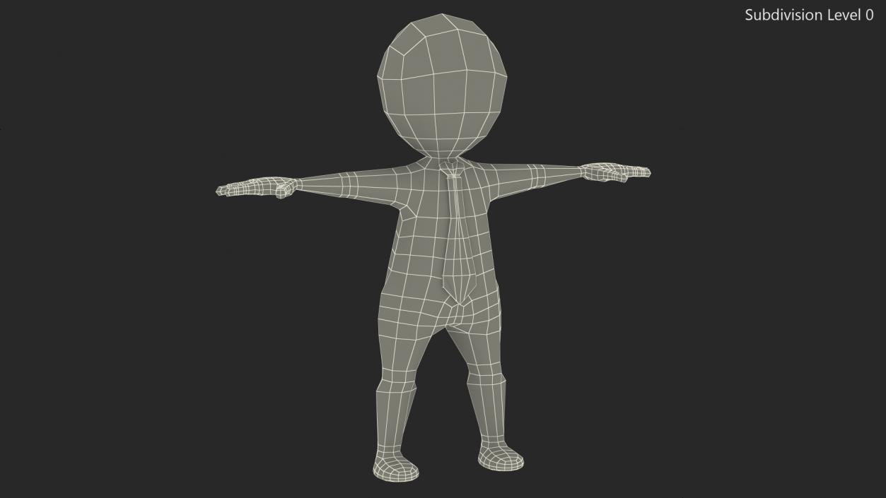 Stickman With Red Tie Rigged for Modo 3D