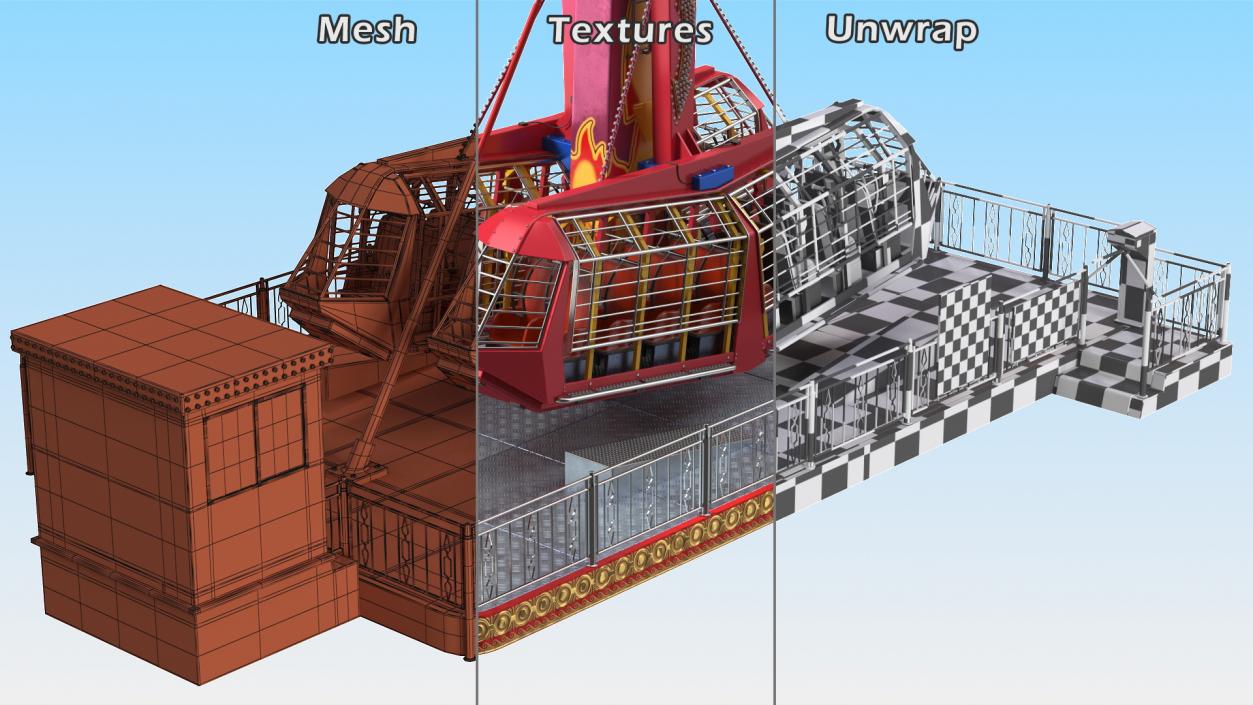 3D model Kamikaze Ranger Ride Attraction OFF