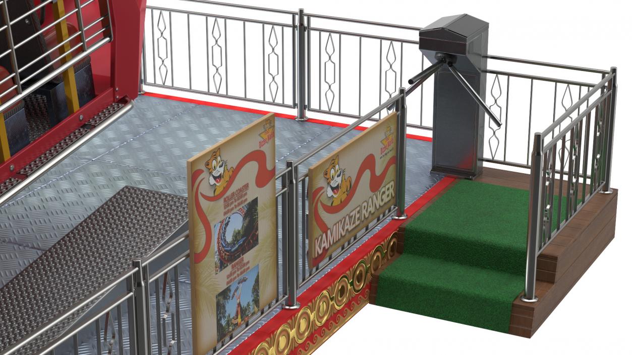 3D model Kamikaze Ranger Ride Attraction OFF