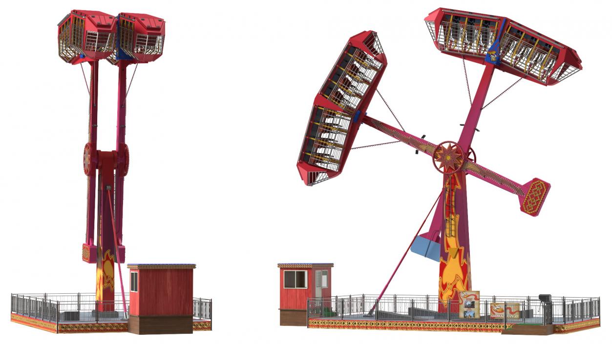 3D model Kamikaze Ranger Ride Attraction OFF