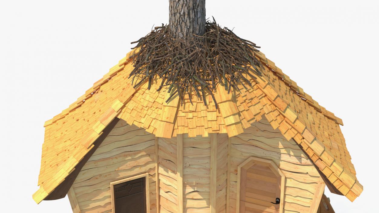 Tree House with One Pine 3D model