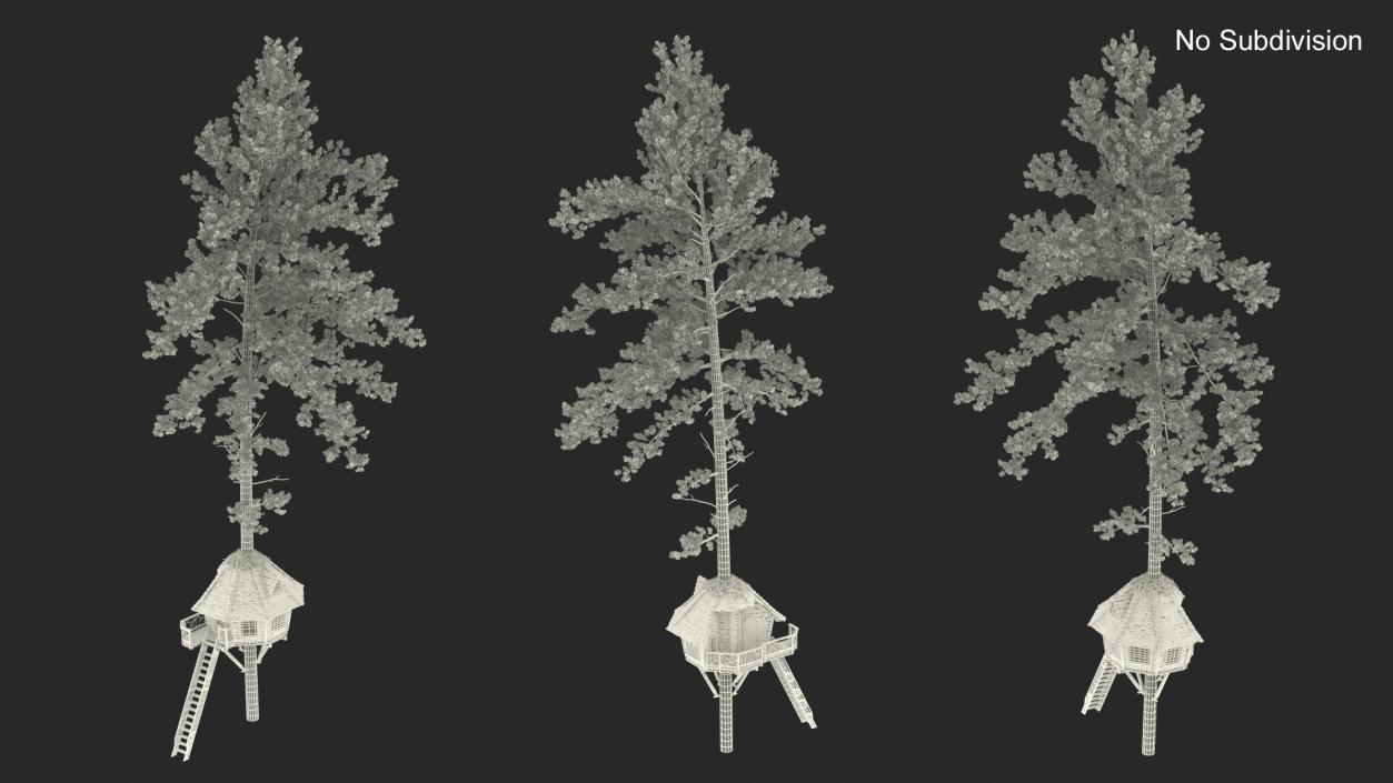 Tree House with One Pine 3D model