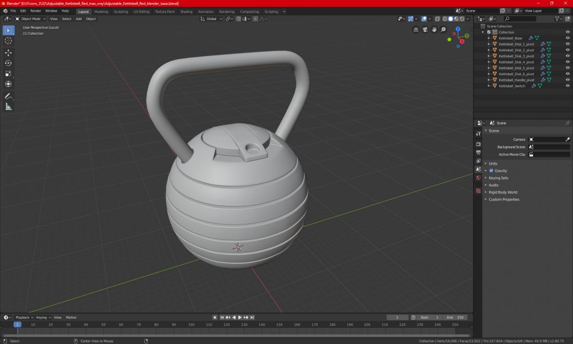 3D model Adjustable Kettlebell Red