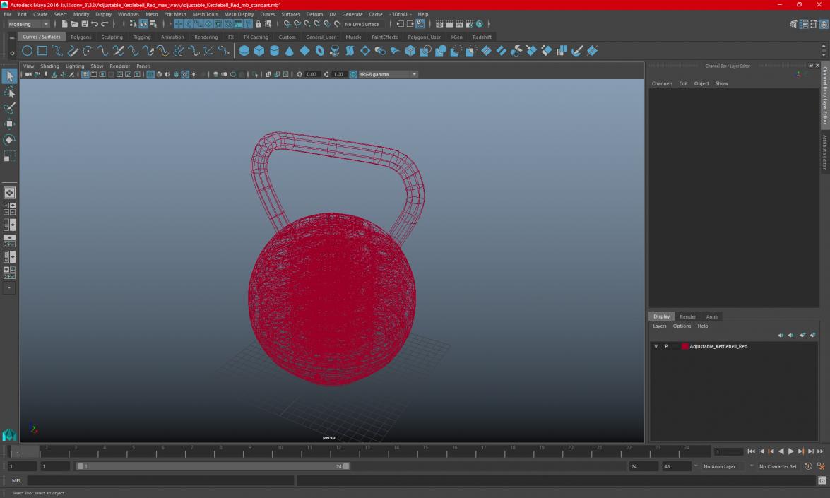 3D model Adjustable Kettlebell Red