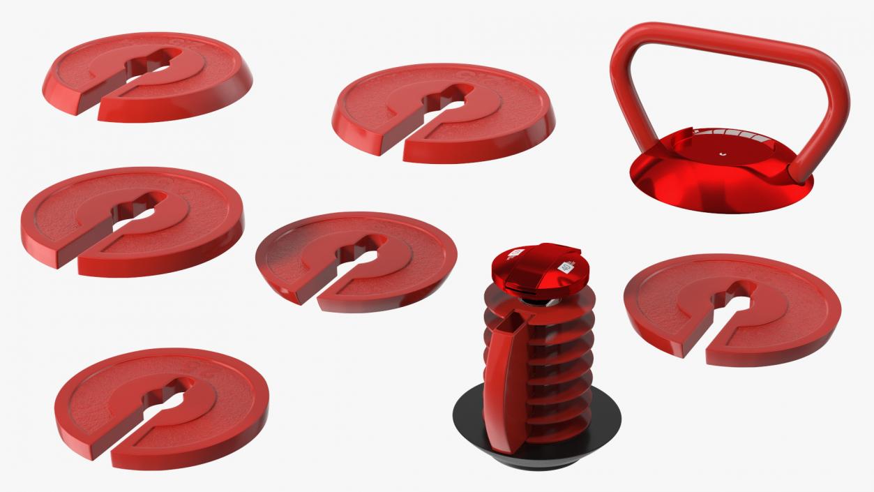 3D model Adjustable Kettlebell Red