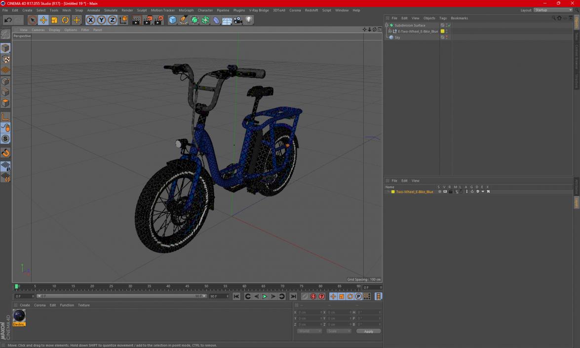 3D Two-Wheel E-Bike Blue