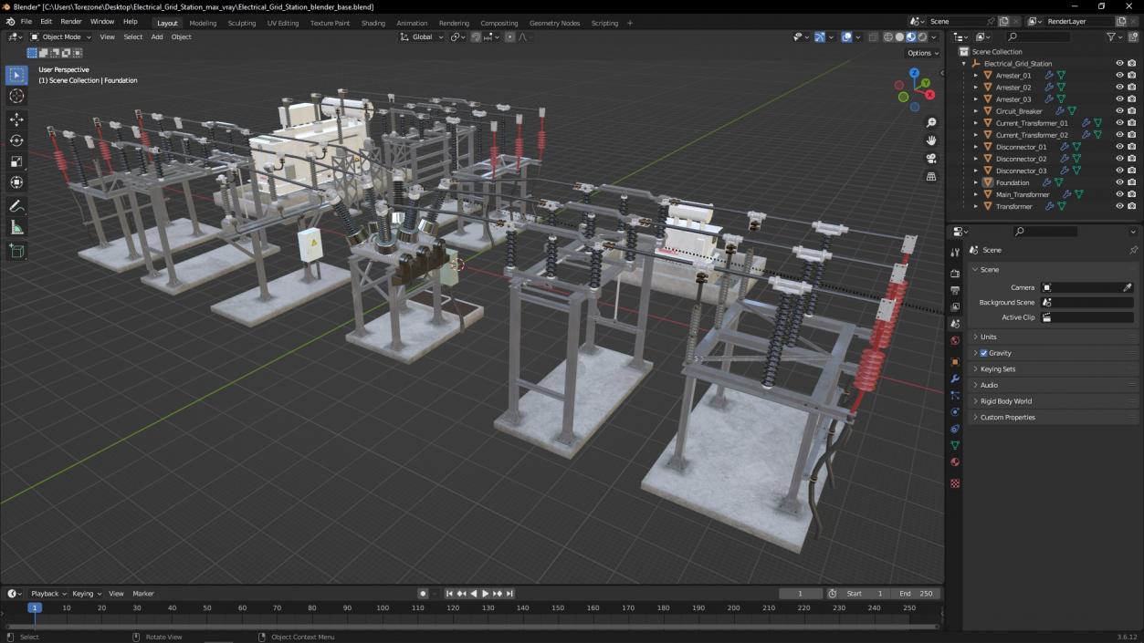 3D Electrical Grid Station model