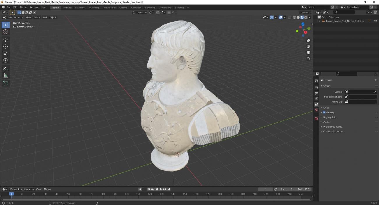 Roman Leader Bust Marble Sculpture 3D model