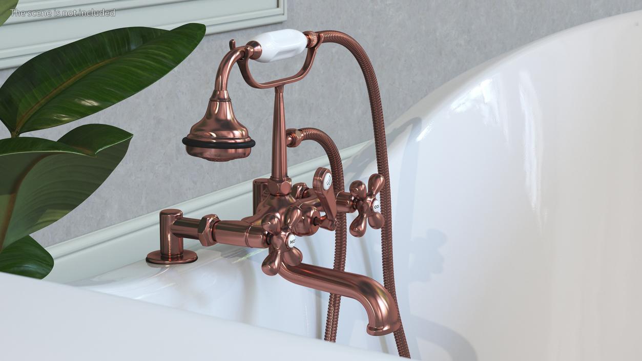 3D model Copper Bath Shower Mixer Tap with Shower