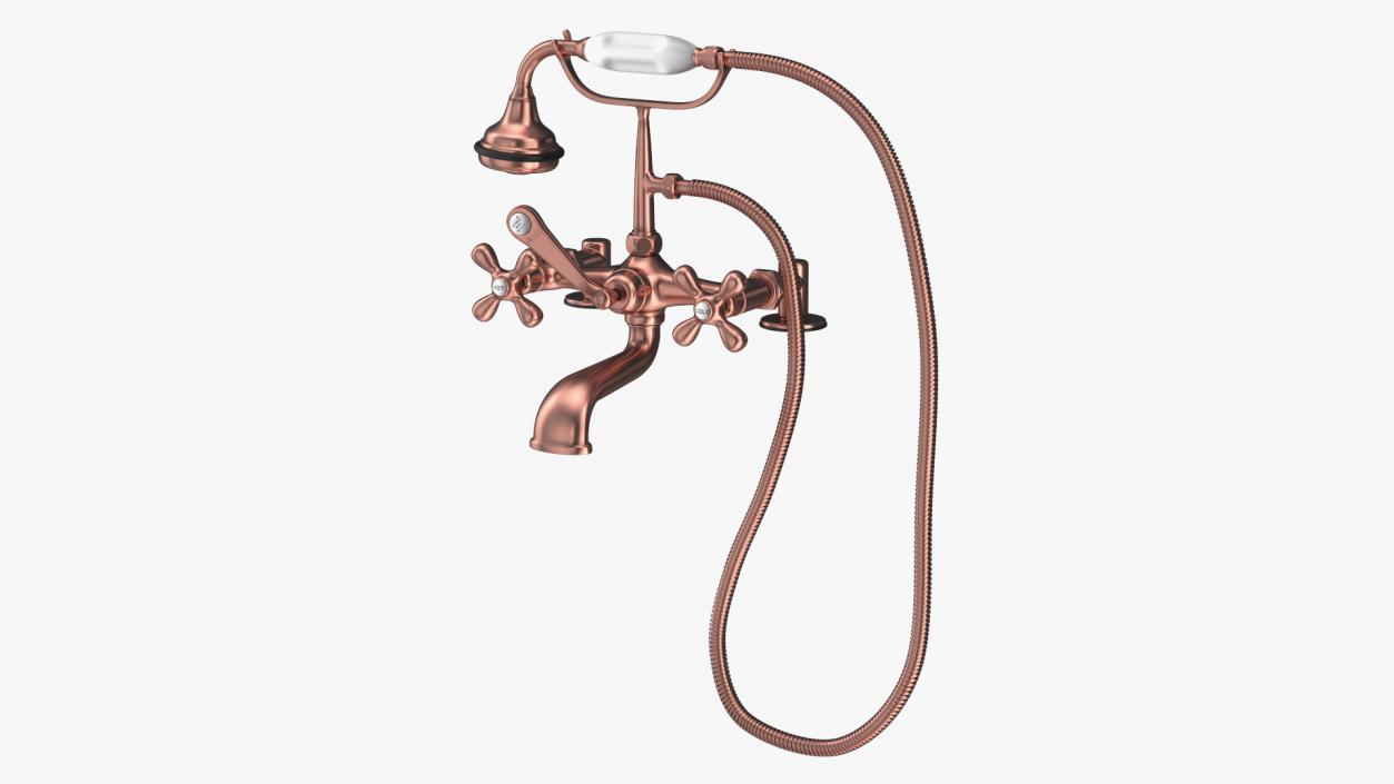 3D model Copper Bath Shower Mixer Tap with Shower