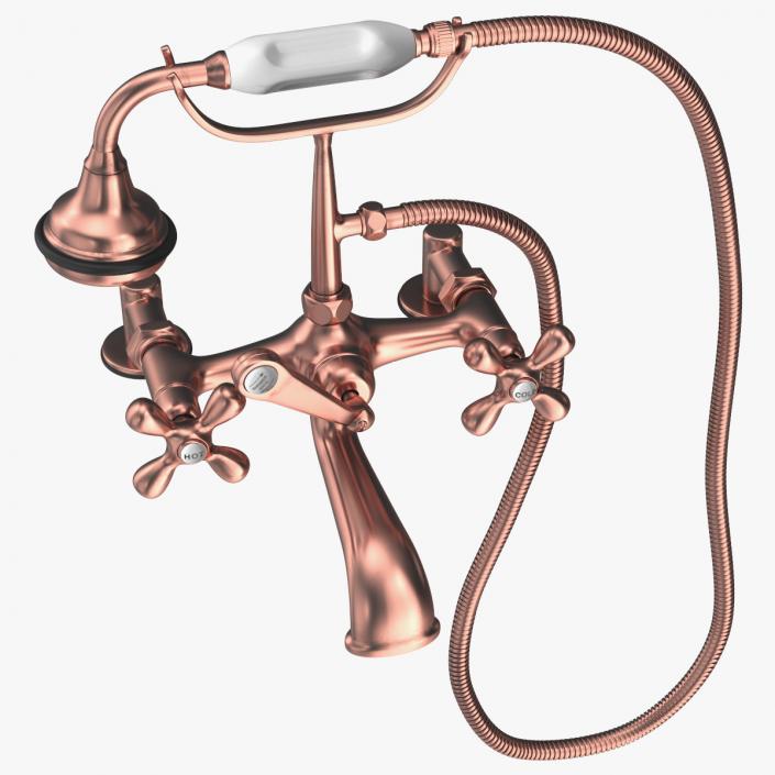 3D model Copper Bath Shower Mixer Tap with Shower