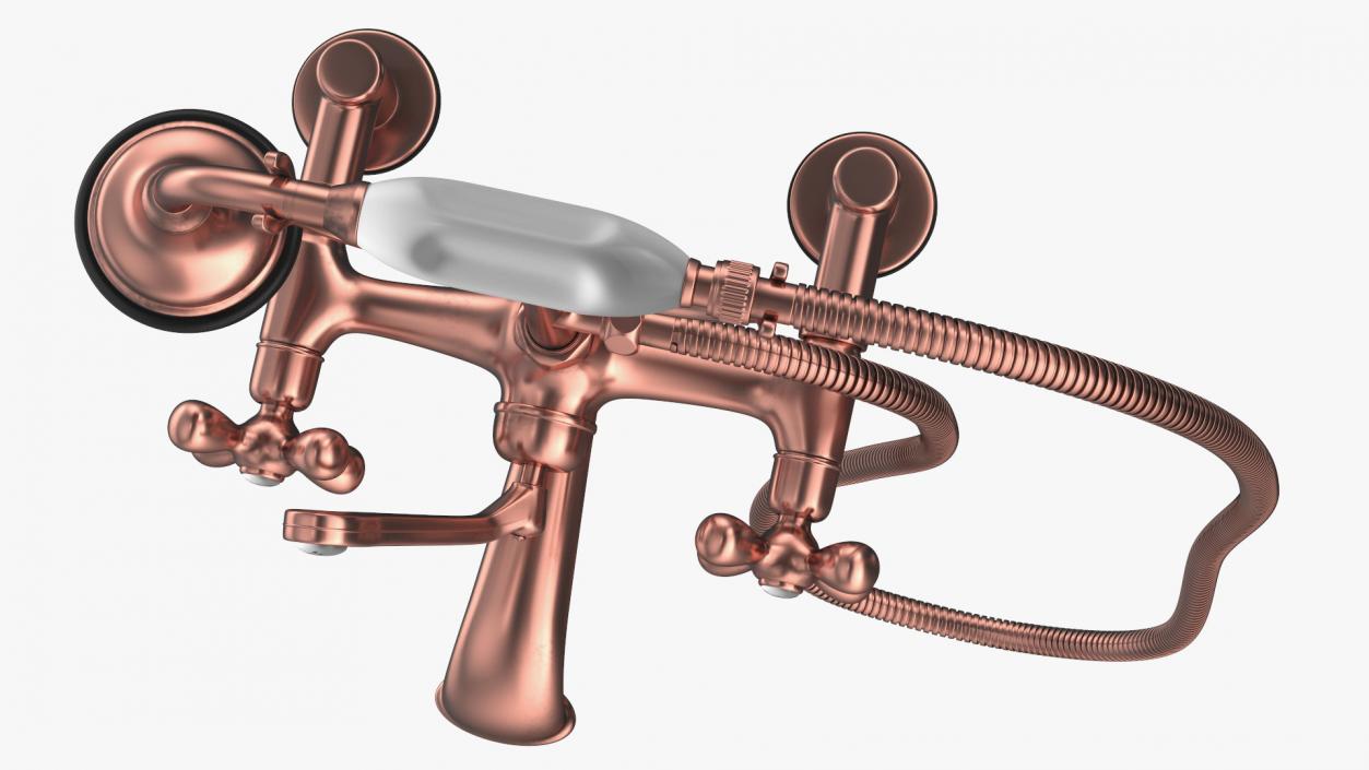 3D model Copper Bath Shower Mixer Tap with Shower