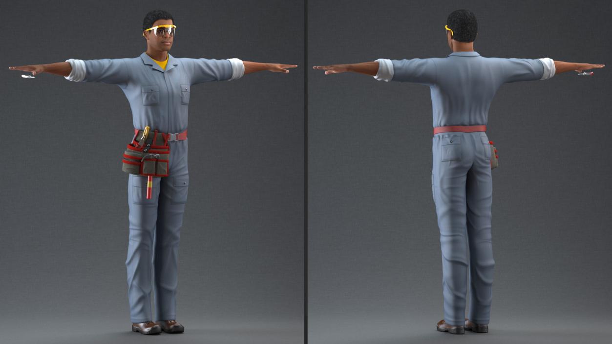 Light Skin Black Man Electrician Rigged 3D model